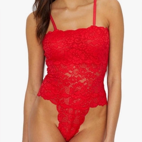 NWT $98 We Are HAH X Free People Spinster Reversible Bodysuit XS Siren Red Top - Picture 2 of 16